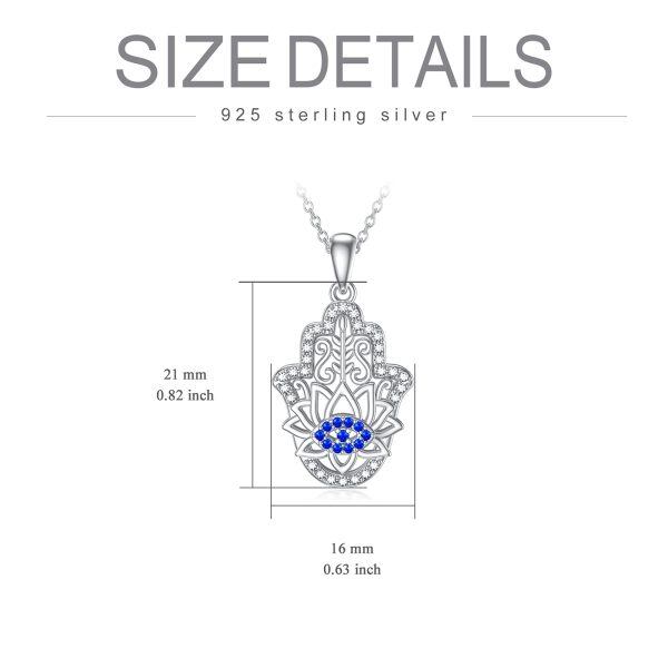 Sterling Silver Evil Eye Hamsa Lutos Necklace-5