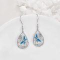 wholesale 925 Sterling Silver Blue Crystal Dragonfly Teardrop Dangle Earrings for Women-0-1