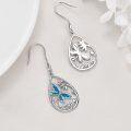 wholesale 925 Sterling Silver Blue Crystal Dragonfly Teardrop Dangle Earrings for Women-0-2