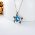 wholesale 925 Sterling Silver Blue Opal Sea Turtle Cremation Jewelry Pendant Necklace for Women-0-1