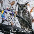 wholesale 925 Sterling Silver Rainbow Crystal Owl Pendant Necklace for Women-0-3