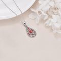 wholesale 925 Sterling Silver Red Enamel Cardinal Bird Teardrop Pendant Necklace for Women-0-2
