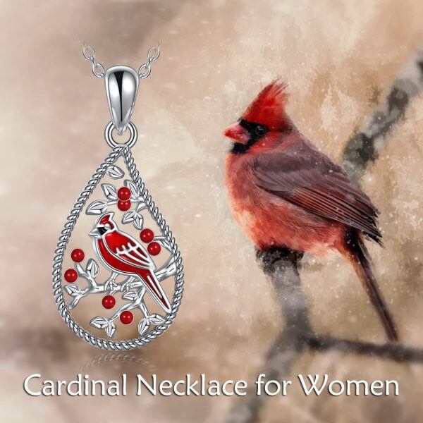 Sterling Silver Cardinal Necklace-3