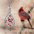 wholesale 925 Sterling Silver Red Enamel Cardinal Bird Teardrop Pendant Necklace for Women-0-3