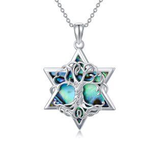 Sterling Silver Star Of David Tree Of Life Necklace-0