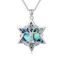 wholesale 925 Sterling Silver Abalone Shell Tree of Life Pendant Necklace with Chain 60cm Length-0-0