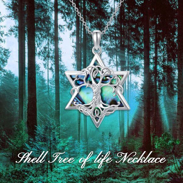 Sterling Silver Star Of David Tree Of Life Necklace-3