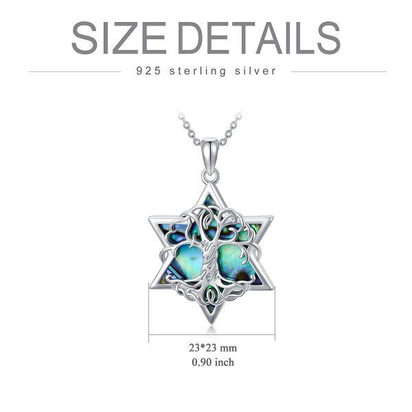 Sterling Silver Star Of David Tree Of Life Necklace-6