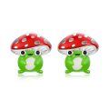 wholesale 925 Sterling Silver Red Polka Dot Mushroom Frog Stud Earrings for Kids-0-0