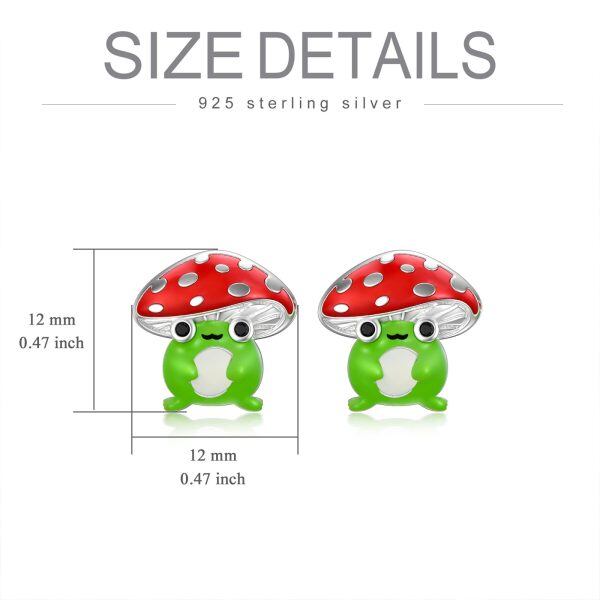 Sterling Silver Mushroom Frog Earrings-5