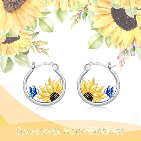 Sterling Silver Sunflower Butterfly Earrings-3