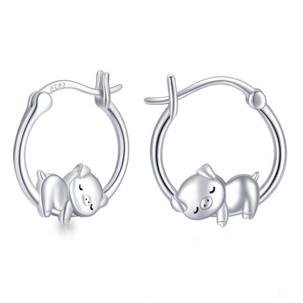 Sterling Silver Pig Earrings-0