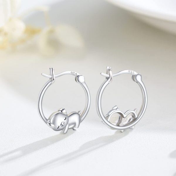 Sterling Silver Pig Earrings-4