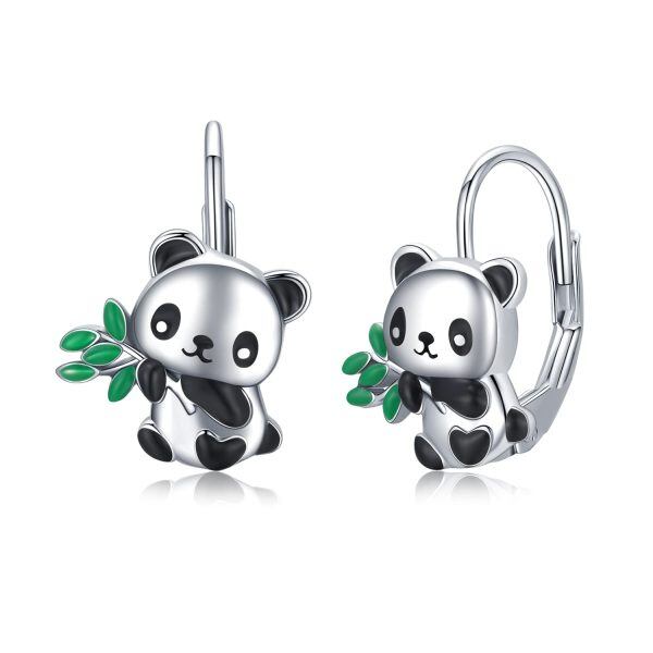 Sterling Silver Panda Earrings-0