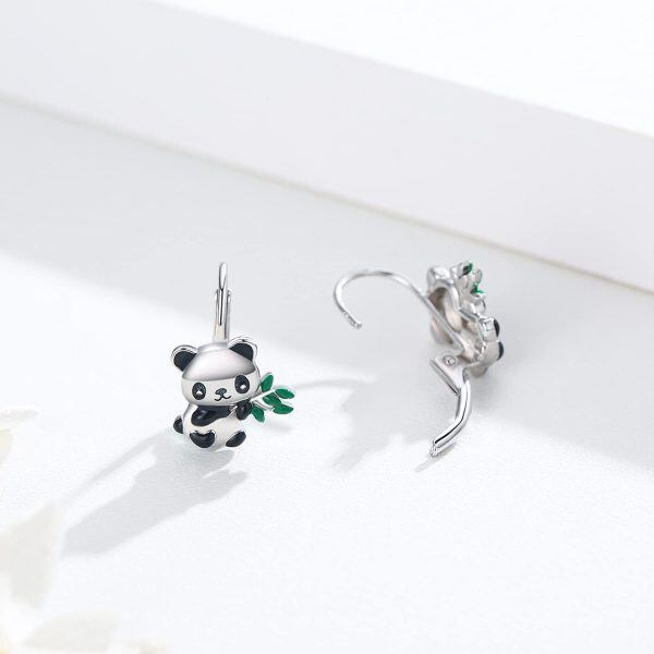 Sterling Silver Panda Earrings-4