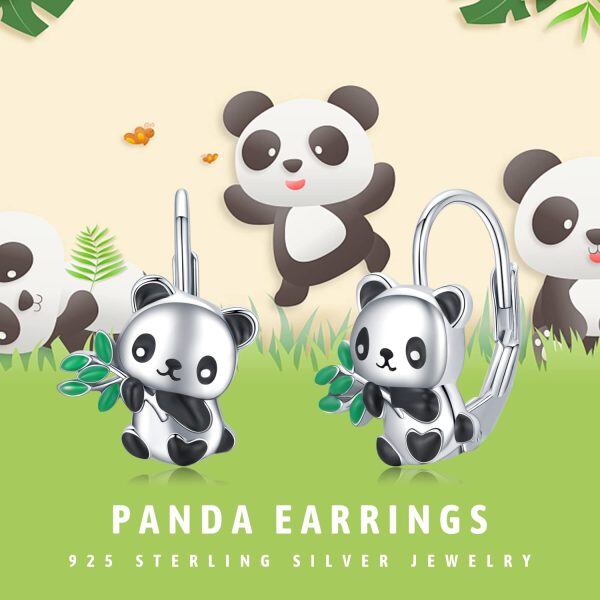 Sterling Silver Panda Earrings-6