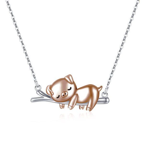 Sterling Silver Pig Necklace-0