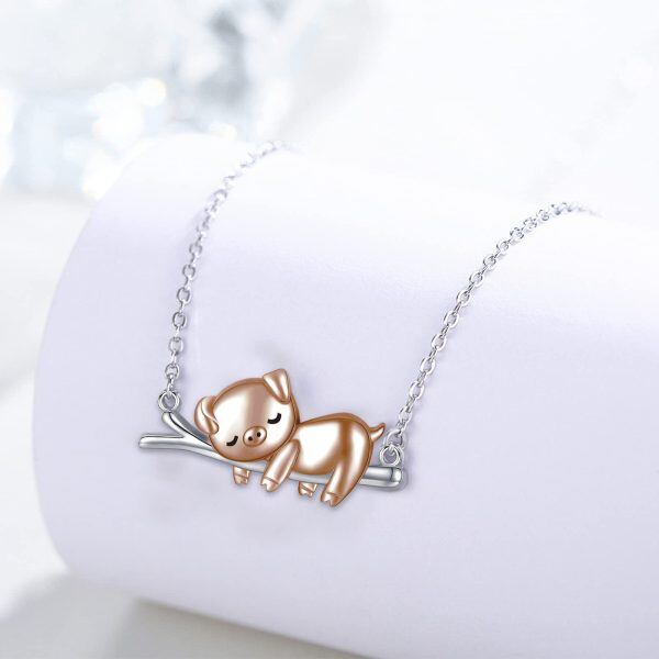 Sterling Silver Pig Necklace-2