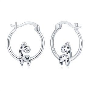 Sterling Silver Giraffe Earrings-0