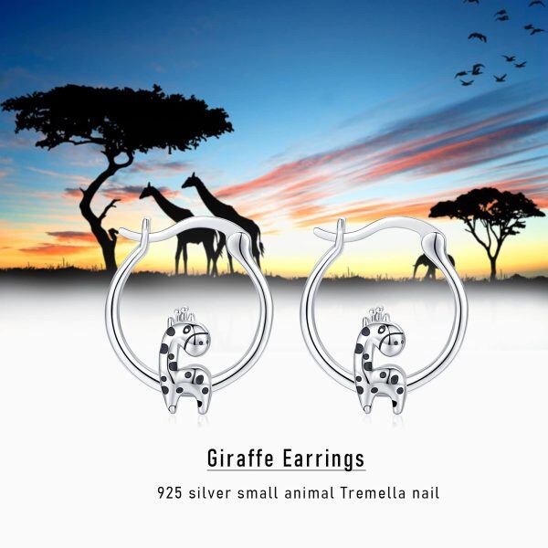 Sterling Silver Giraffe Earrings-3