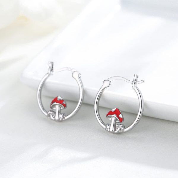 Sterling Silver Mushroom Earrings-2