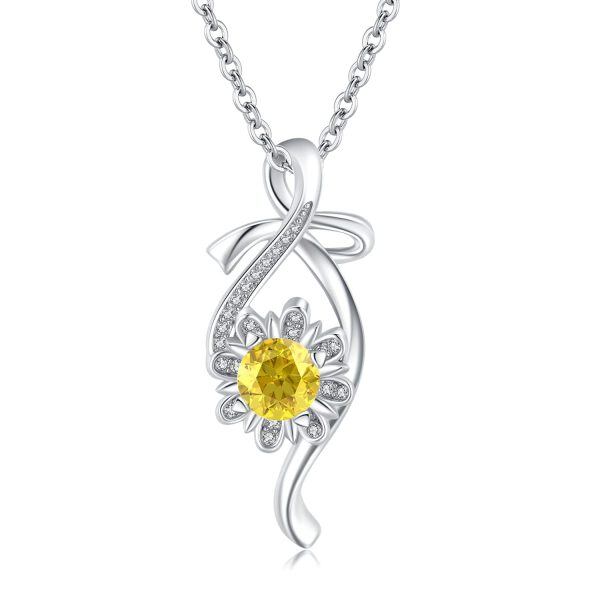 Sterling Silver Infinity Sunflower Necklace-0