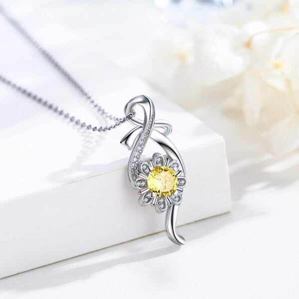 Sterling Silver Infinity Sunflower Necklace-2