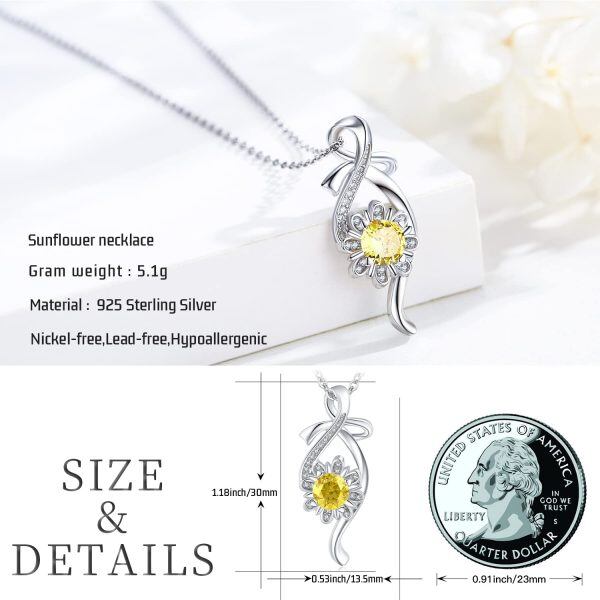 Sterling Silver Infinity Sunflower Necklace-6