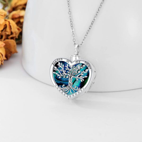 Sterling Silver Tree Of Life Heart Urn Necklace-1