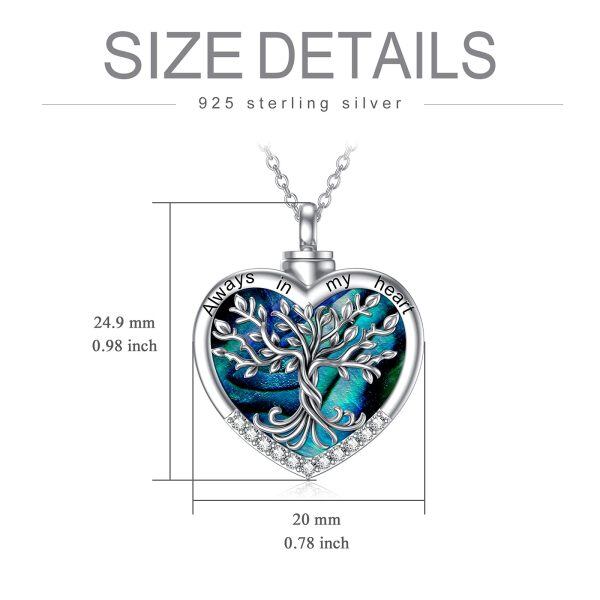 Sterling Silver Tree Of Life Heart Urn Necklace-4