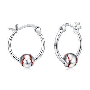 Sterling Silver Baseball Earrings-0