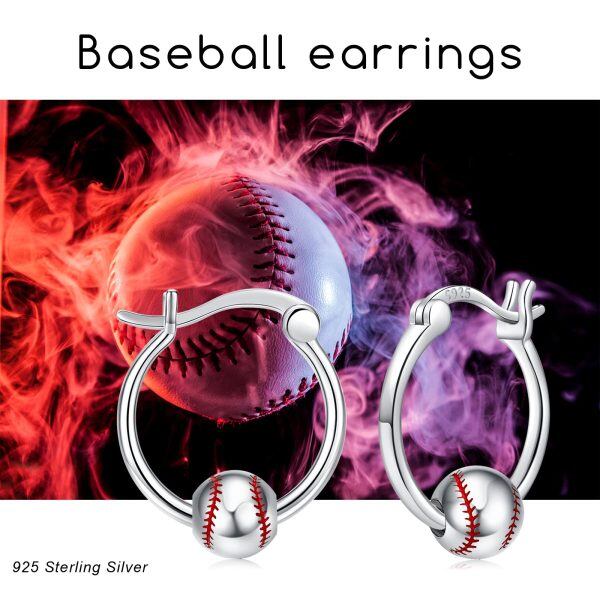 Sterling Silver Baseball Earrings-6