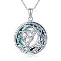 wholesale 925 Sterling Silver Round Blue Crystal Celtic Knot Pendant Necklaces Luck Charm Gifts for Her-0-0