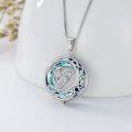 wholesale 925 Sterling Silver Round Blue Crystal Celtic Knot Pendant Necklaces Luck Charm Gifts for Her-0-1