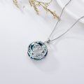 wholesale 925 Sterling Silver Round Blue Crystal Celtic Knot Pendant Necklaces Luck Charm Gifts for Her-0-2