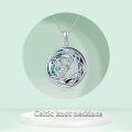 wholesale 925 Sterling Silver Round Blue Crystal Celtic Knot Pendant Necklaces Luck Charm Gifts for Her-0-3