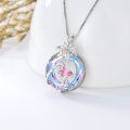 wholesale 925 Sterling Silver Palm Tree & Pink Crystal Flamingo Necklace Pendant Gift for Women-0-1