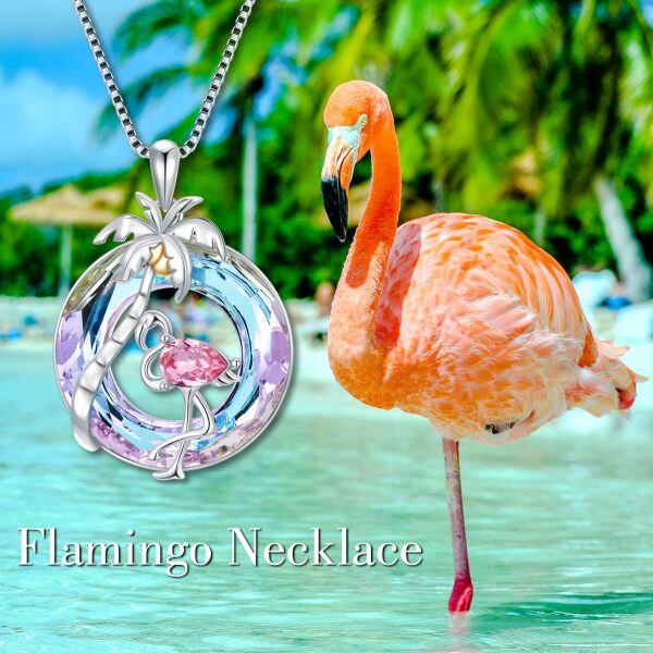 Sterling Silver Flamingo Necklace-3