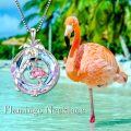 wholesale 925 Sterling Silver Palm Tree & Pink Crystal Flamingo Necklace Pendant Gift for Women-0-3