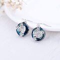 wholesale 925 Sterling Silver Round Blue Crystal Butterfly Drop Earrings-0-1
