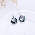 wholesale 925 Sterling Silver Round Blue Crystal Butterfly Drop Earrings-0-2