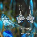 wholesale 925 Sterling Silver Round Blue Crystal Butterfly Drop Earrings-0-3