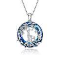 wholesale 925 Sterling Silver Blue Crystal Tree of Life Mother & Child Pendant Necklace for Women-0-0