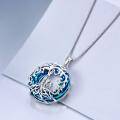 wholesale 925 Sterling Silver Blue Crystal Tree of Life Mother & Child Pendant Necklace for Women-0-1
