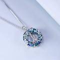 wholesale 925 Sterling Silver Blue Crystal Tree of Life Mother & Child Pendant Necklace for Women-0-2