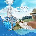 wholesale Sterling Silver Crystal Heart Tree of Life Urn Necklace for Ashes - Rhodium Plated-0-9