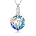 wholesale 925 Sterling Silver Blue Crystal Rose & Hummingbird Cremation Jewelry Keepsake Pendant Necklace for Ashes Memorial Gifts-0-0