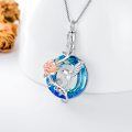 wholesale 925 Sterling Silver Blue Crystal Rose & Hummingbird Cremation Jewelry Keepsake Pendant Necklace for Ashes Memorial Gifts-0-1
