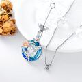 wholesale 925 Sterling Silver Blue Crystal Rose & Hummingbird Cremation Jewelry Keepsake Pendant Necklace for Ashes Memorial Gifts-0-2