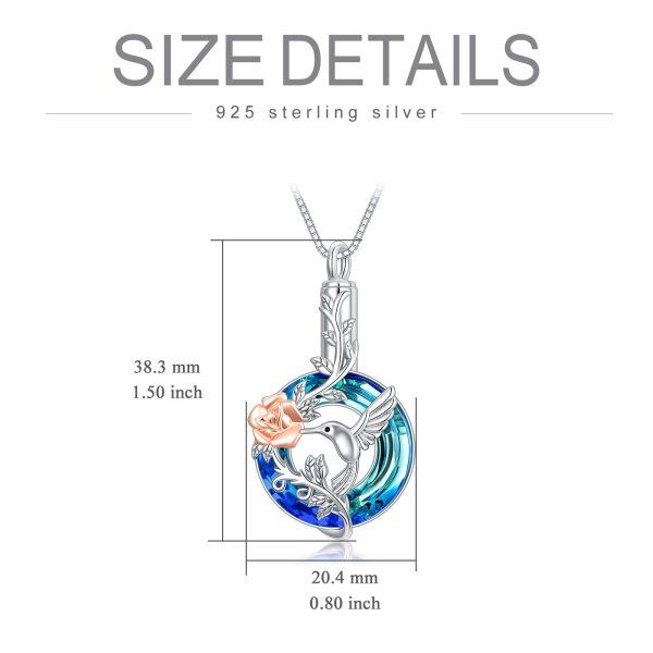 Sterling Silver Hummingbird Flower Urn Necklace-4